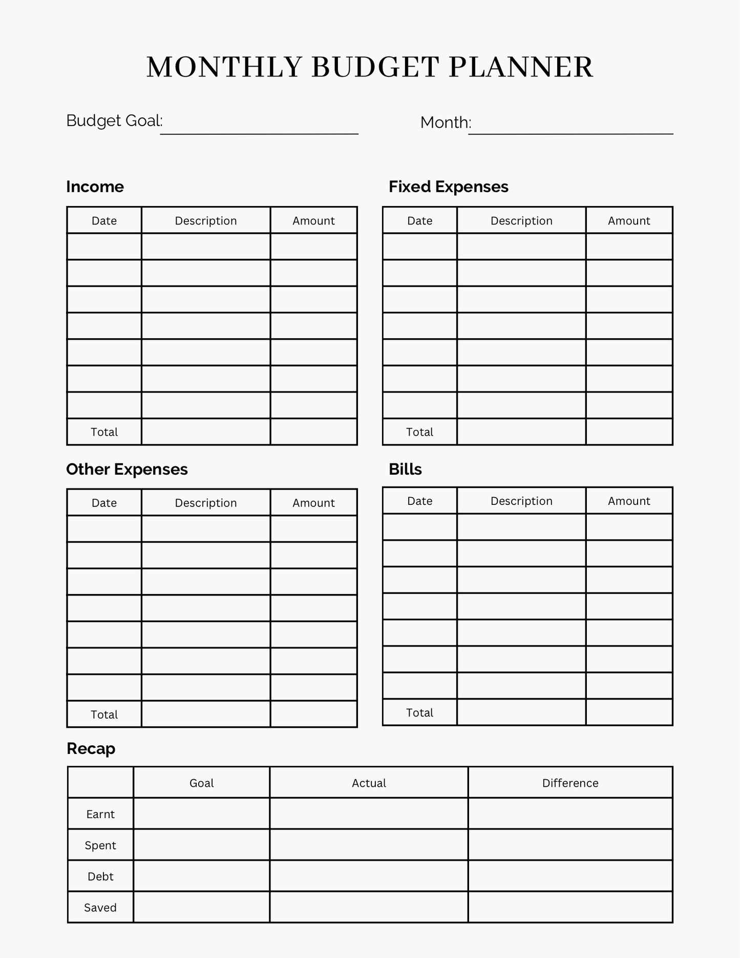 Financial and Budgeting Planner